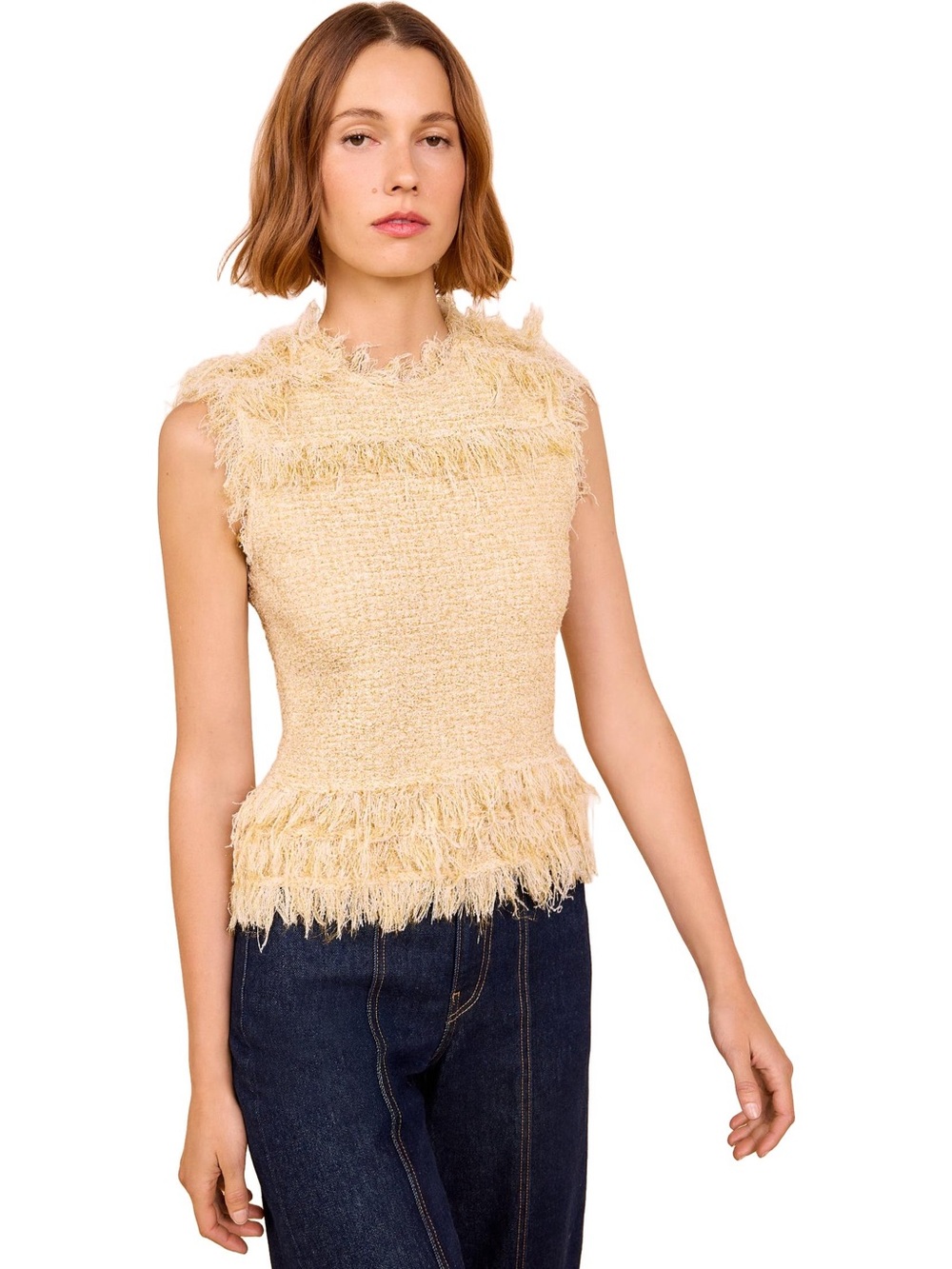 ULLA JOHNSON Kassi Knit Tweed Sleeveless Top